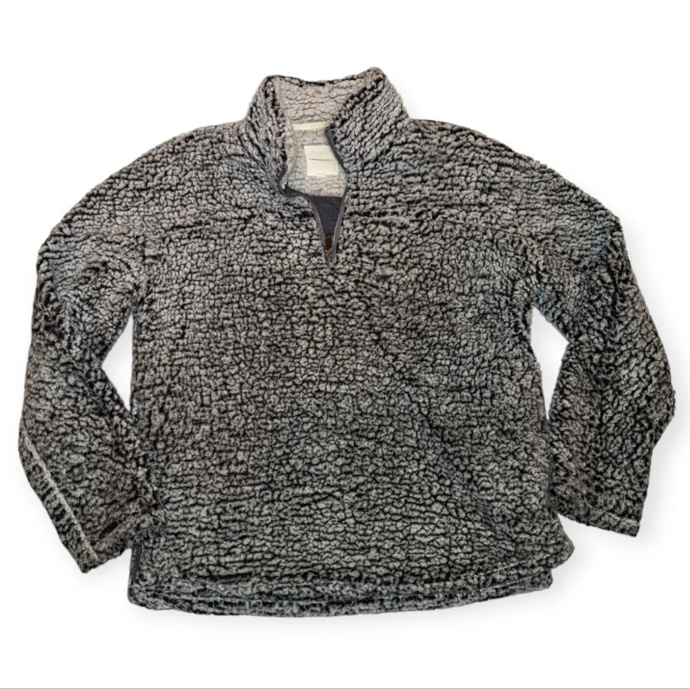 Thread & Supply Sherpa Black & White 1/4 Zip Up Sweater Woman medium